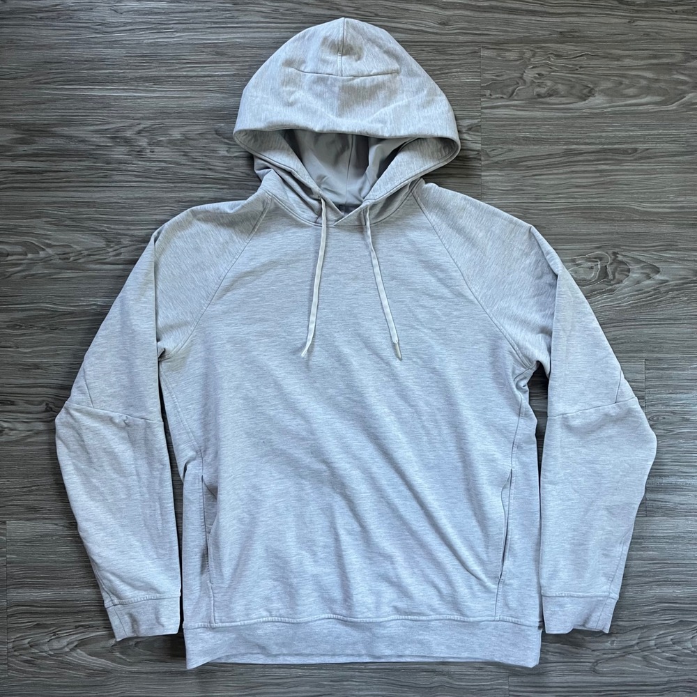 Lululemon Mens City Sweat Pullover Hoodie Heathered Light Cast Grey Size L